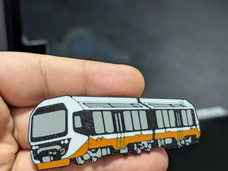 Llavero impreso en 3D con la forma del Tren Solar de Jujuy